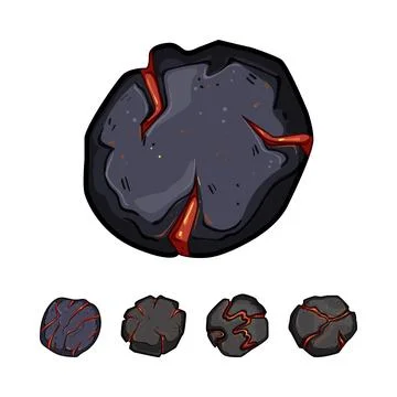 Lava stone rock breaking with red hot magma flowing Stock Illustration