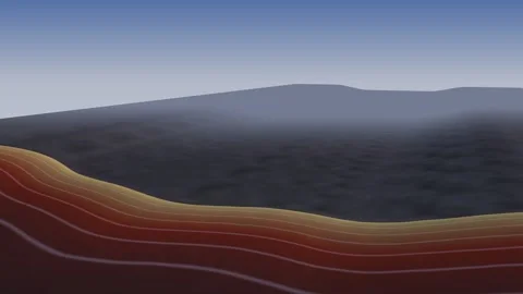 Lava surface temperature thermal map molten flow volcano infrared data visua Stock Footage 342314378