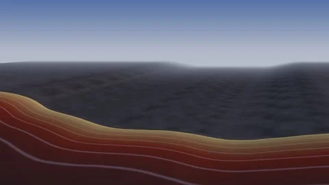 Lava surface temperature thermal map molten flow volcano infrared data visua Stock Footage 342332893