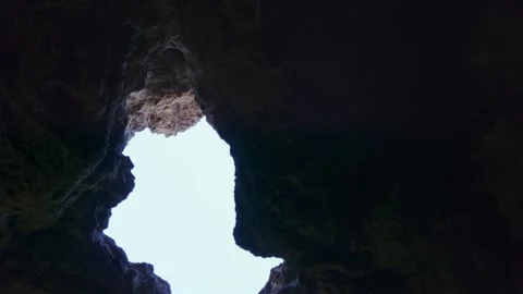 Lava Tube Inside Looking Through Tubes 1 Stock Footage 190238145