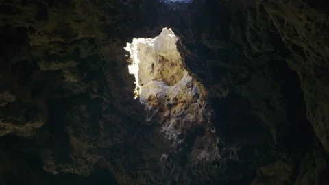 Lava Tube Inside Looking Through Tubes 2 Stock Footage 190243537
