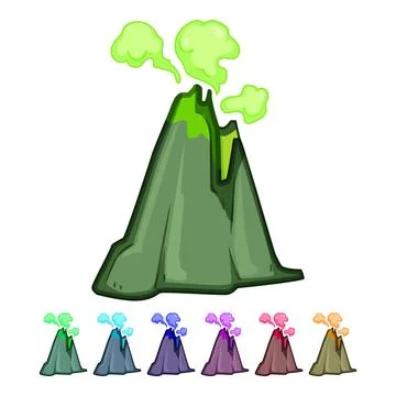 Lava volcano eruption cartoon vector graphic Stock Illustration