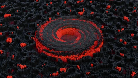 Lava vortex. Abstract topographic seamless loop 3d rendering animation Stock Footage 134338550