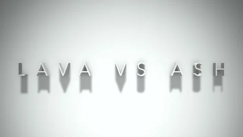 Lava vs ash 3D title animation with shadows on a white background Stock Footage 296803110