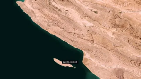 Lavan Island Satellite Map with Location Pin, 3D Zoom Animation Stock Footage 344234120
