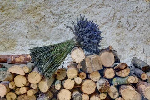 Lavander on blockwoods Stock Photos
