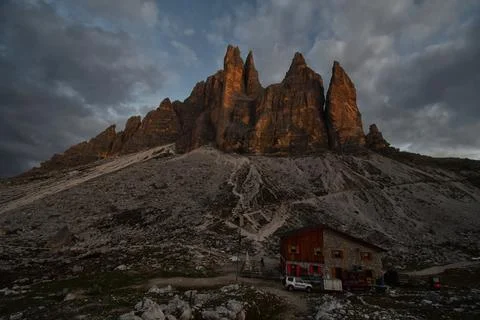The Lavaredo refuge. Stock Photos