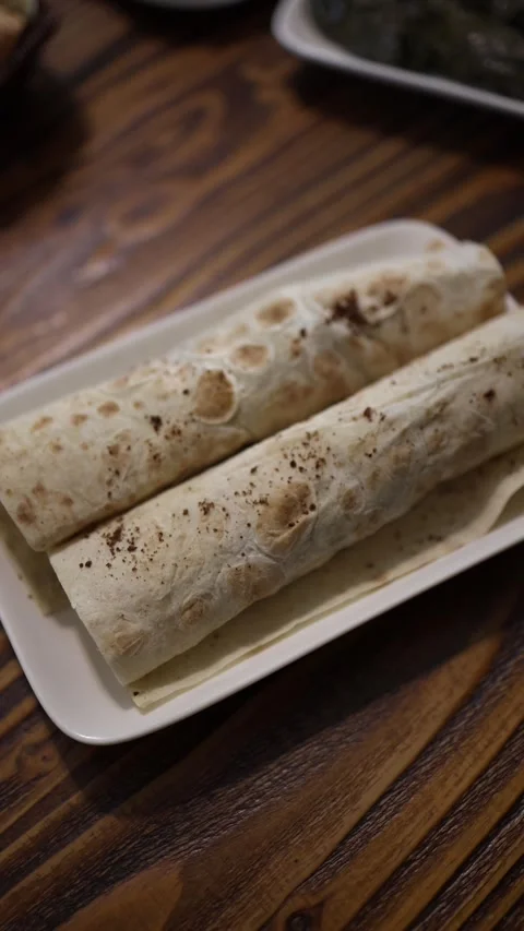 Lavash rolls on plate Stock Footage 331200645