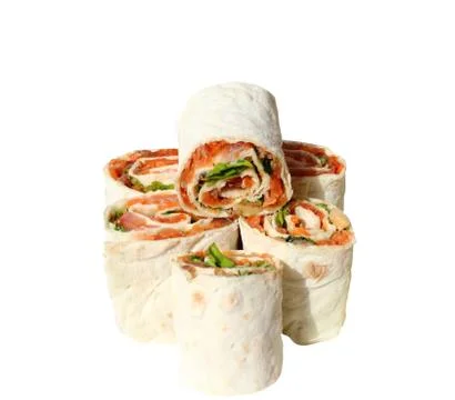 Lavash rolls with salmon Stock Photos