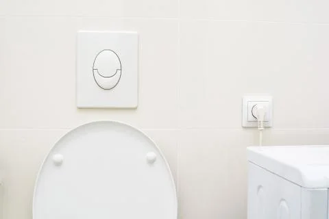 Lavatory pan with push button Stock Photos