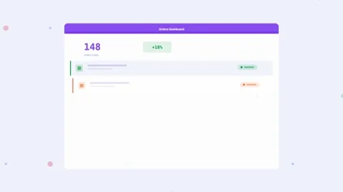 Lavend Orders Dashboard Sales Analytics Flat Design Loop Stockbeeldmateriaal 342604879