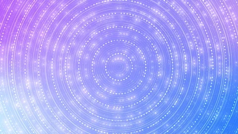 Lavender and blue concentric rings filled glowing dots square particles Stock Footage 341027839