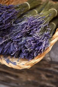 Lavender in a basket Stock Photos