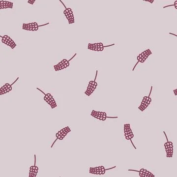 Lavender blossom spring line vector seamless pattern 스톡 일러스트