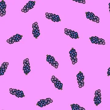 Lavender blossom spring vector seamless pattern Illustrazione stock