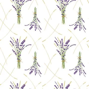 Lavender bouquet ans wheat pattern Stock Illustration