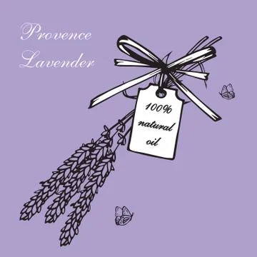 Lavender bouquets and label Stock-Illustration