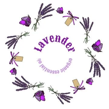 Lavender bouquets frame Stock Illustration