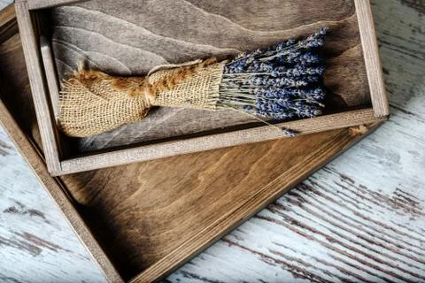 Lavender in a  box Stock Photos