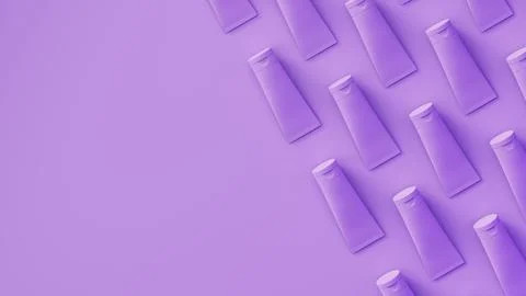 Lavender cosmetic tubes with soft shadow on background. Perfect ordered tubes Illustrazione stock