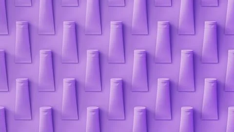 Lavender cosmetic tubes with soft shadow fill background. Perfect ordered tubes Illustrazione stock