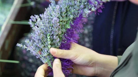 Lavender crown making Stock Footage