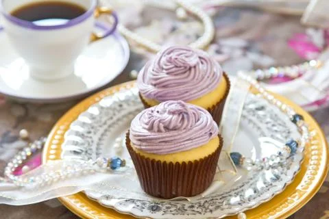 Lavender cupcake Stock Photos