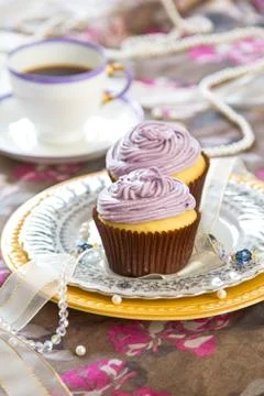 Lavender cupcake Stock Photos