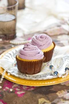 Lavender cupcake Stock Photos