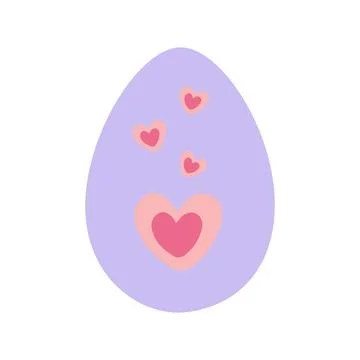 Lavender Easter Egg Decorated Soft pink Hearts Sticker Icon Pictogram Trendy Stock Illustration
