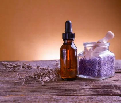 Lavender essential oil Stock Photos