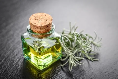 Lavender essential oil Stock Photos