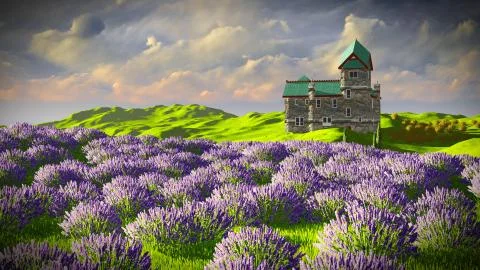 Lavender fields Stock Illustration