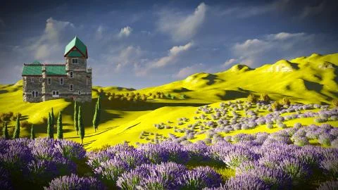 Lavender fields Stock-Illustration
