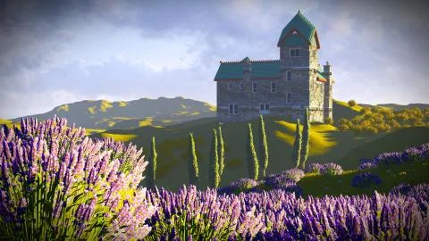 Lavender fields Ilustración de archivo