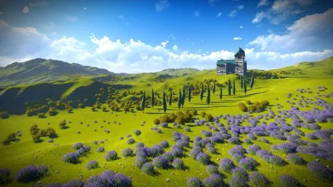 Lavender fields Stock Illustration