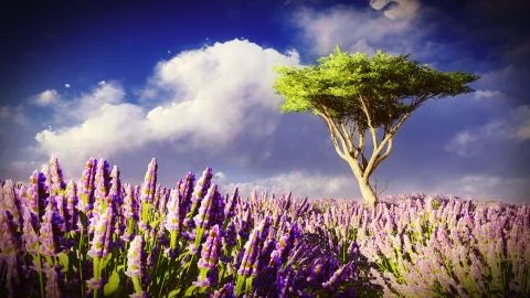 Lavender fields Stock-Illustration