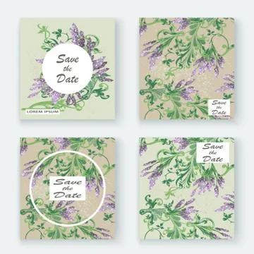 Lavender floral pattern cover design. Hand drawn creative flower. Elegant tre Illustrazione stock