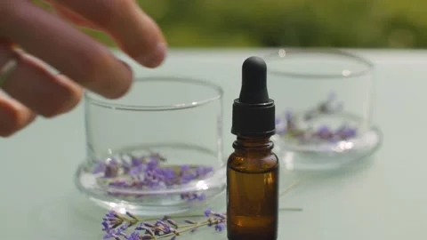 Lavender flowers and essential oil Stock Footage 137249341