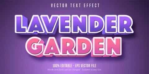 Lavender garden text effect, editable font style Stock Illustration