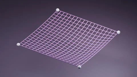 Lavender Grid Net Rippling Between Four Rounded Anchors 库存影片 347927908