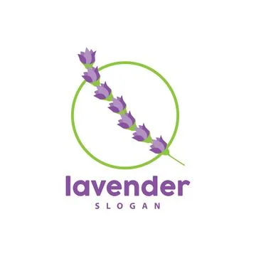 Lavender Logo, Simple Elegant Purple Flower Plant Vector, Greeting Card Des.. Stock Illustration
