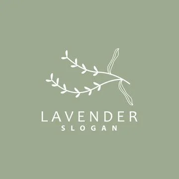 Lavender Logo, Simple Elegant Purple Flower Plant Vector, Greeting Card Des.. Stock Illustration
