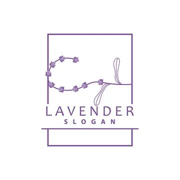 Lavender Logo, Simple Elegant Purple Flower Plant Vector, Greeting Card Des.. Stock Illustration
