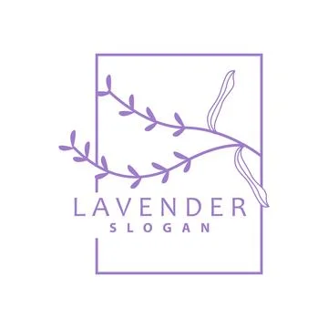 Lavender Logo, Simple Elegant Purple Flower Plant Vector, Greeting Card Des.. Stock Illustration