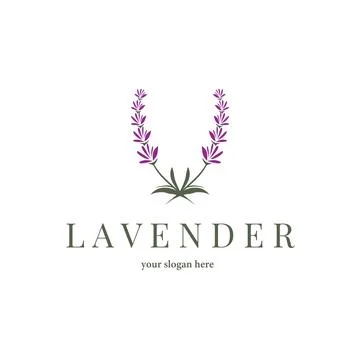 Lavender Logo, Simple Elegant Purple Flower Plant Vector, Greeting Card Des.. Stock Illustration