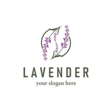 Lavender Logo, Simple Elegant Purple Flower Plant Vector, Greeting Card Des.. Stock Illustration