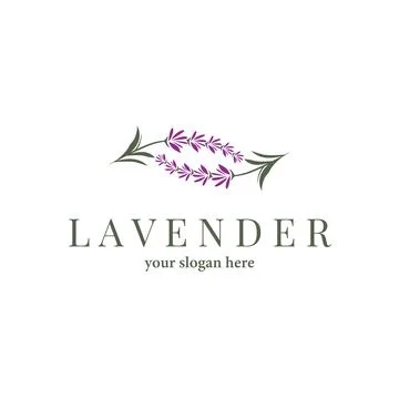 Lavender Logo, Simple Elegant Purple Flower Plant Vector, Greeting Card Des.. Stock Illustration