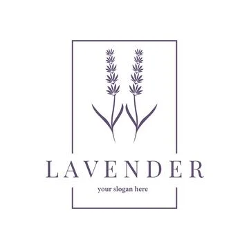 Lavender Logo, Simple Elegant Purple Flower Plant Vector, Greeting Card Des.. Stock Illustration