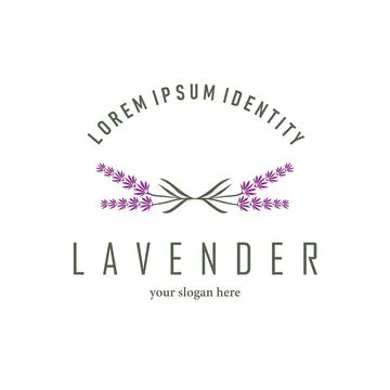 Lavender Logo, Simple Elegant Purple Flower Plant Vector, Greeting Card Des.. Stock Illustration